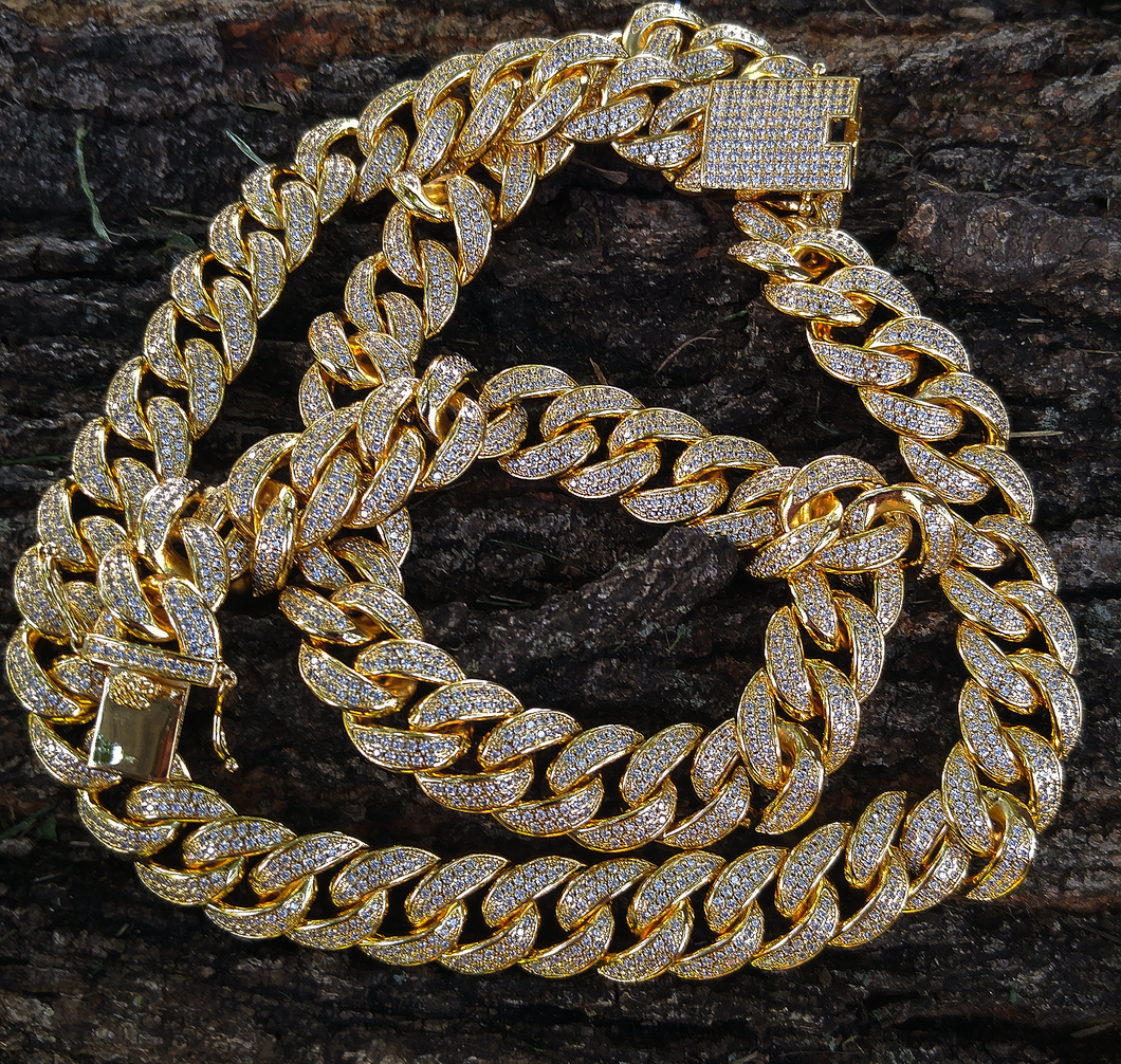 15mm full iced cuban link necklace